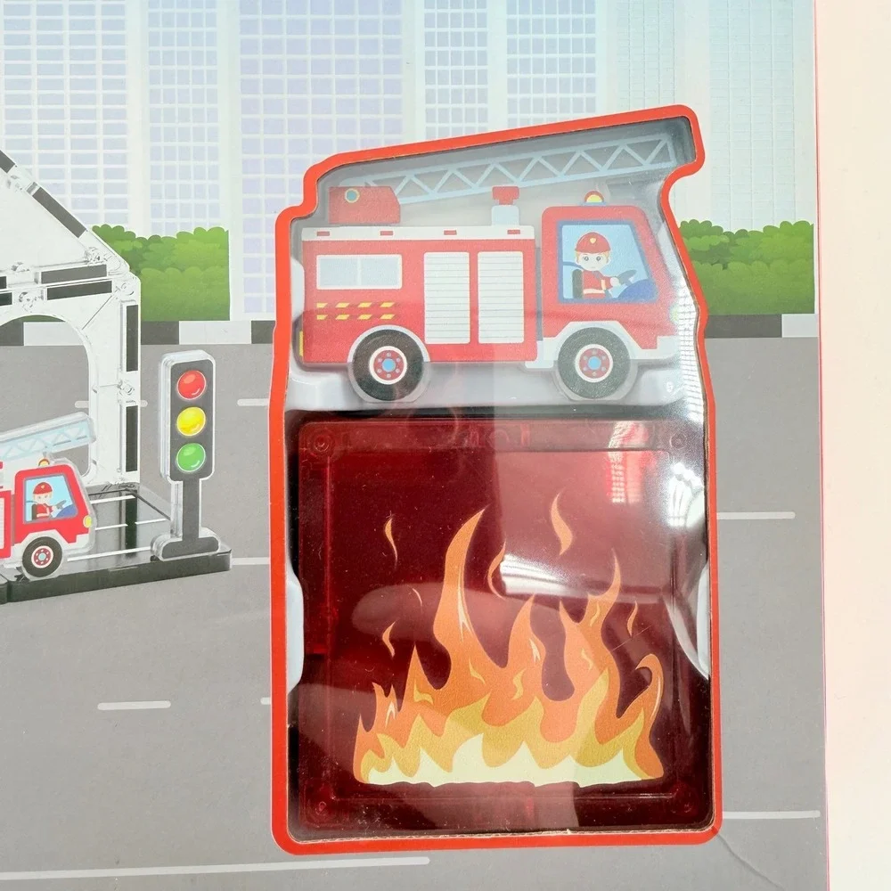 Magnetic Tiles Fire Station Creative Open-Ended Play Skill Building Set